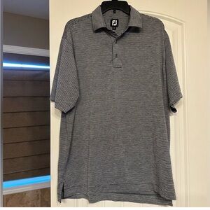 FootJoy Men's Striped Polo Shirt - gray and White